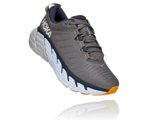 Charcoal Gray / Ombre Blue Hoka One One Gaviota 3 Men's Road Running Shoes | CKINOXL-98