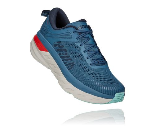 Real Teal / Outer Space Hoka One One Bondi 7 Men's Road Running Shoes | IVZQTBW-20