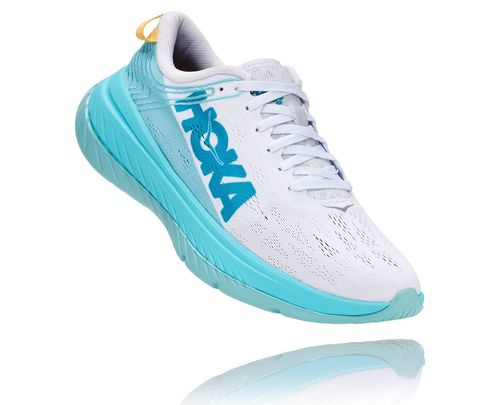White / Angel Blue Hoka One One Carbon X Women's Road Running Shoes | FMGUPAJ-86